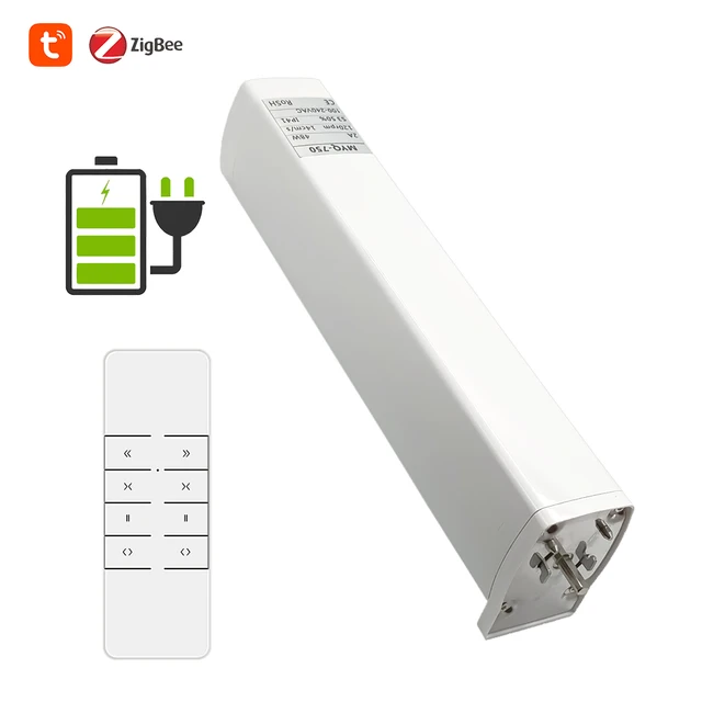 ZigBee Motorized Curtain Motor With Battery Tuya Smart Life Remote Voice Control Work with Alexa Google Home Automatic Curtain Motor Add Remote