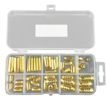 

50Pcs Gold Brass Fishing Sinkers Set Lures Weights Sinkers Kit Box