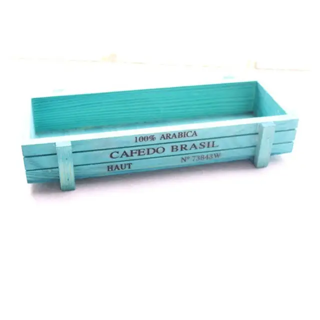 1 PC Crates Rectangle Table Flower Plant Pot Garden Decorative Vintage Succulent Planter Boxes Wooden Pot Gardening Accessories Blue