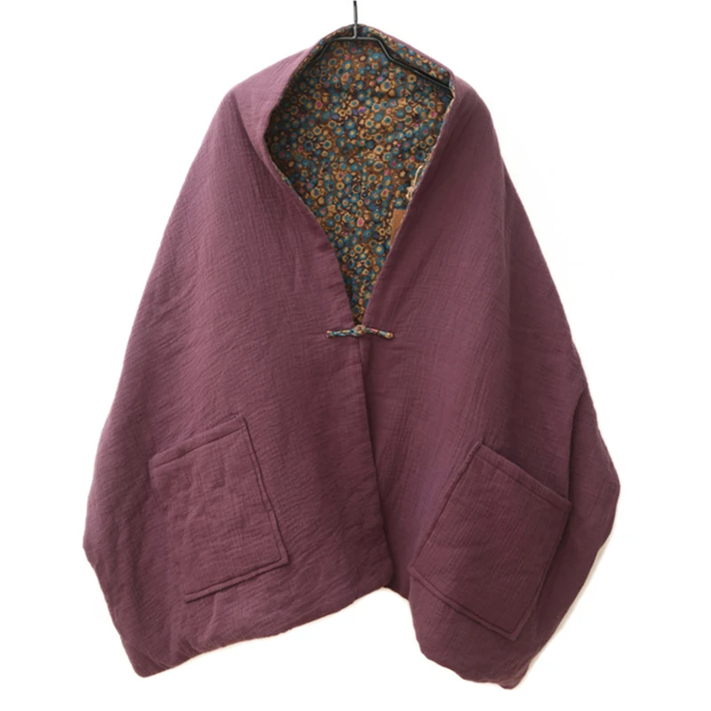 Hisenky зимняя накидка шарф для женщин пашмины стеганые шарфы теплый палантин весеннее пальто на одной пуговице осенние шали Реверсивные карманы - Цвет: Purple