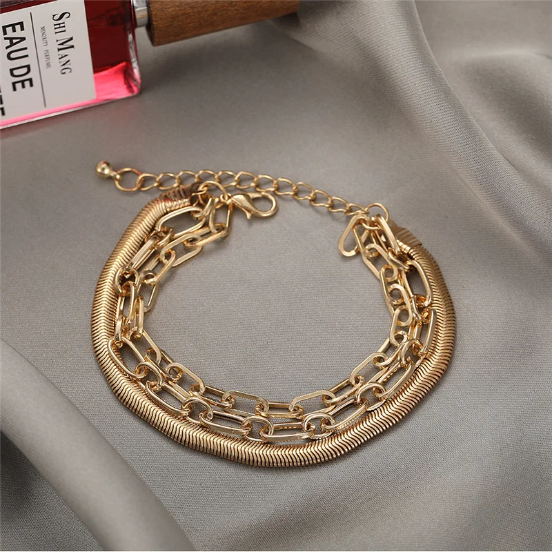 3pcs Set Fashion Thick Chain Link Bracelets Bangles For Women
