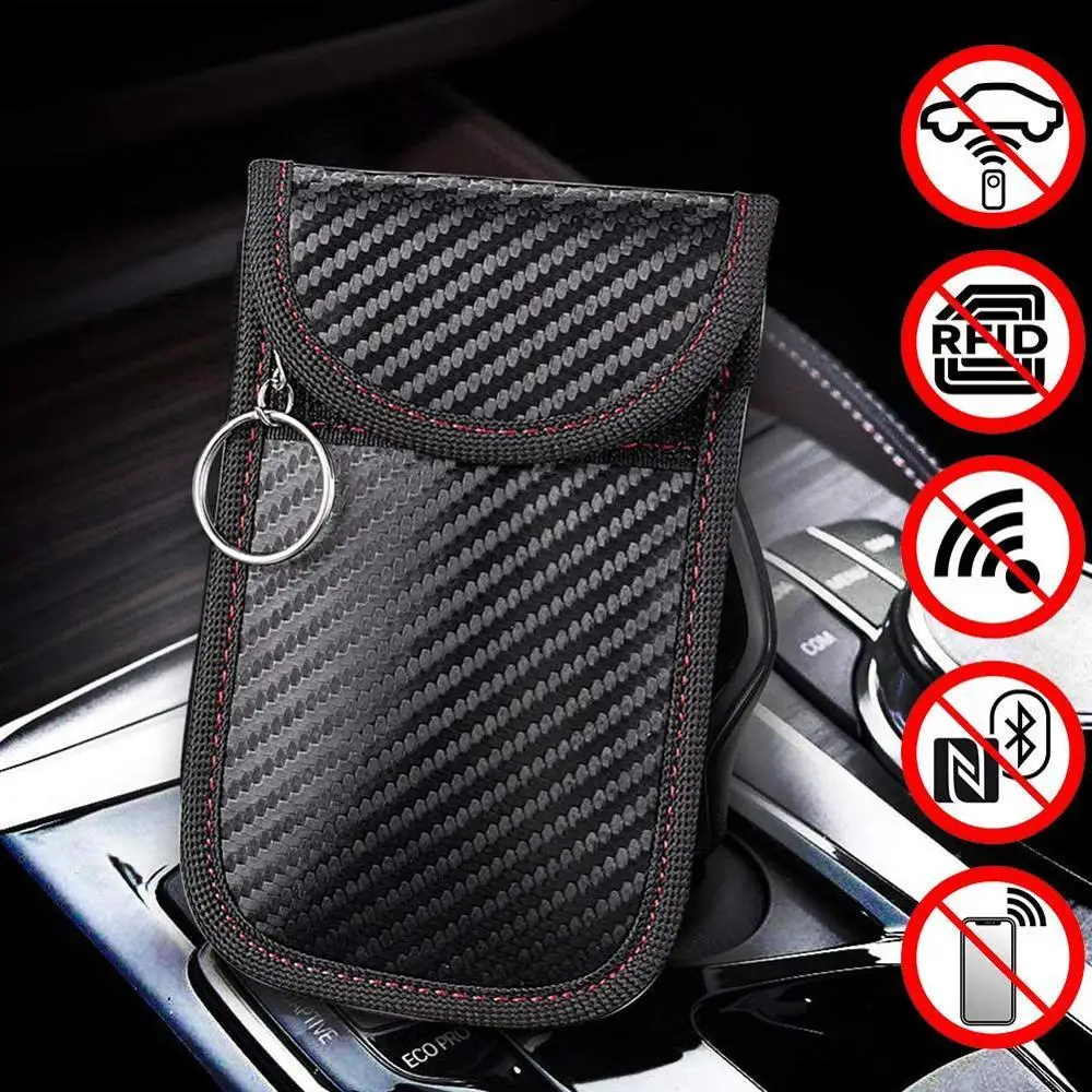 Funda de bloqueador de señal de llave de coche, bolsa de Fob de jaula de Faraday, bolsa de bloqueo RFID sin llave, bolsas bloqueadoras de señal de llave de coche