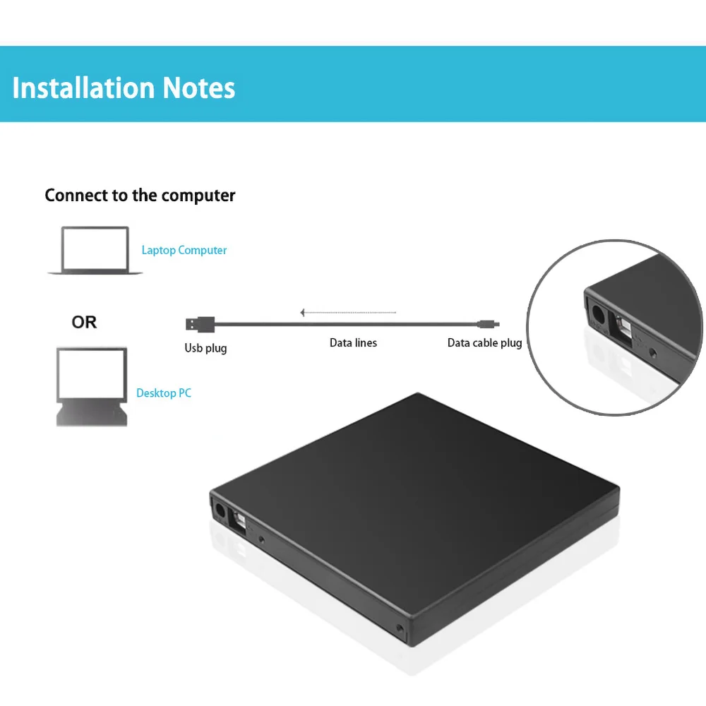 Kebidumei 12 7 мм тонкий DVD CD Rom IDE чехол привод USB 2 0 SATA Внешний для ноутбука компьютера