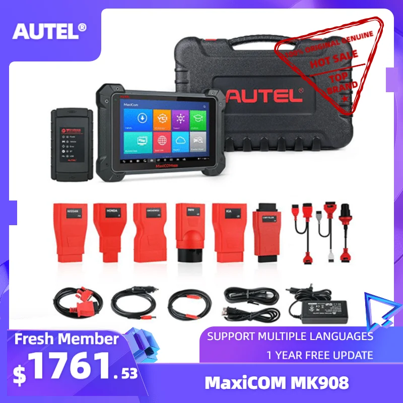Autel MaxiCOM MK908 narzędzia diagnostyczne skaner Obd2 ADAS diagnostyka samochodów IMMO Keys testy uruchamiania kodowanie ECU Autel MaxiCOM MK908 narzędzia diagnostyczne skaner Obd2 ADAS diagnostyka samochodów IMMO Keys testy uruchamiania kodowanie ECU