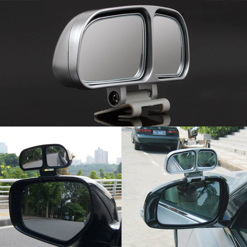 Hot 2Pcs Vehicle Car Blind Spot Square Wide Rear View Mirrors Side Universal Black / Silver