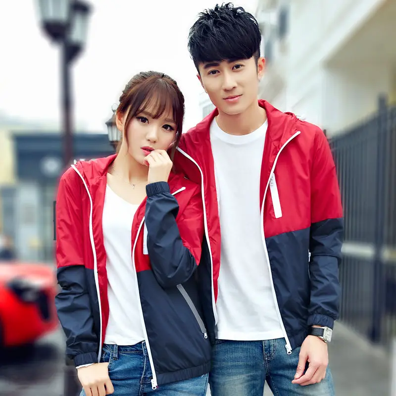 

Windbreaker Men Casual Spring Autumn Lightweight Jacket 2019 New Arrival Hooded Contrast Color Zipper up Jackets Outwear Cheap