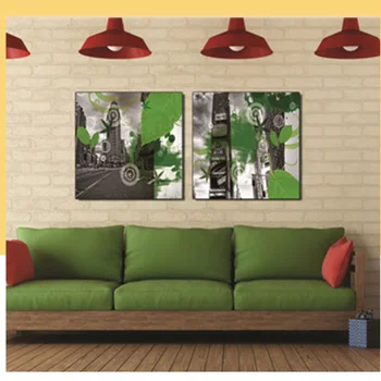 

Bustling City Architecture HD Poster Painting Unique Decorative Painting Covered With Green Leaves Home Decor Wall Art Canvas