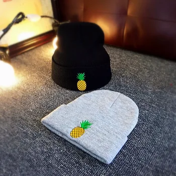 

Autumn and winter new style adult's hat Pineapple embroidery knitted hat Skullies cap beanie hat wholesale for men and women 14