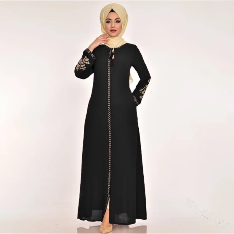 WEPBEL, одноцветное, мусульманское, свободное, длинное, халат, платья, Повседневное платье, женское, простое, длинный рукав, круглый вырез, длина по щиколотку, ТРАПЕЦИЕВИДНОЕ ПЛАТЬЕ
