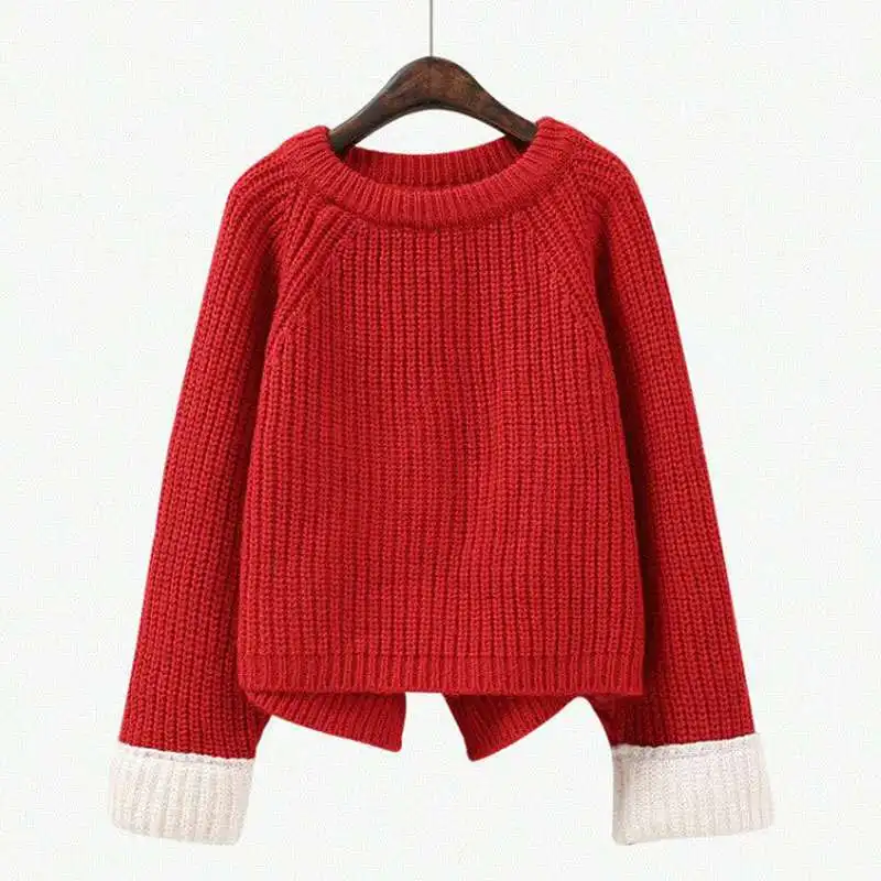 

Short style foreign style sweater women's Pullover new autumn and winter Korean version of students' Autumn loose knit shirt thi