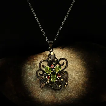 

Vintage Bohemian Style Flower Geometric Double Zircon Necklace Clavicle Chain Luxury Ladies Jewelry 925 Silver Charm Necklace