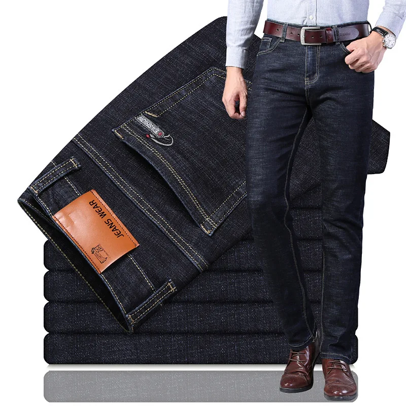 Autumn Fashion Men Jeans Straight Fit Casual Business Jeans Classical Denim Pants Big Man Large Size 28-44 Elastic Smart Jeans