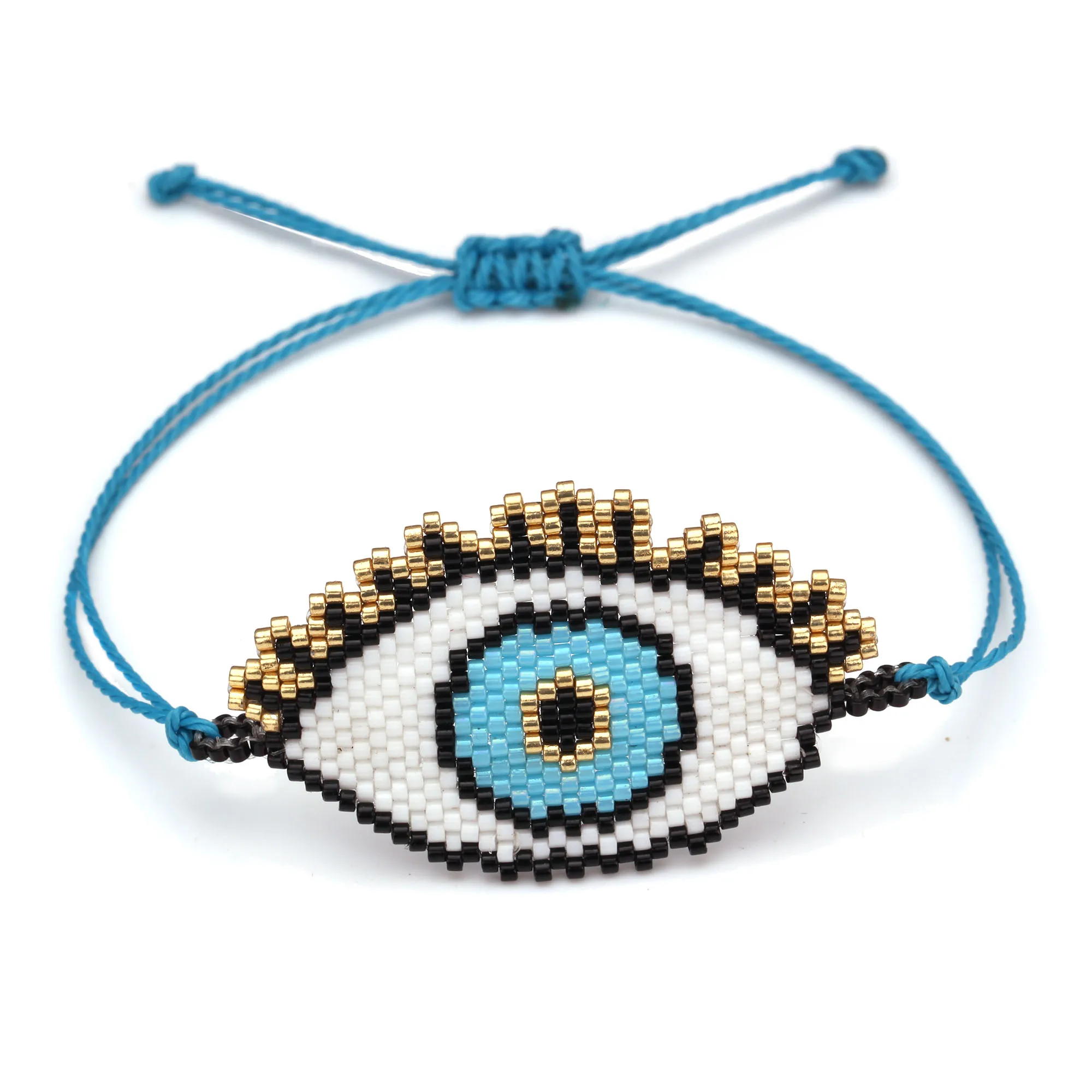 Unique Boho Evil Eye Protection Bracelet With Cross and Glass Beads
