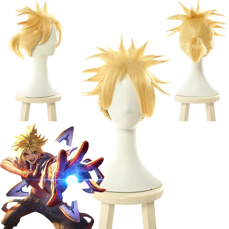 Парик для косплея Ezreal головной убор боевой Академии длиной 25 см с короткими