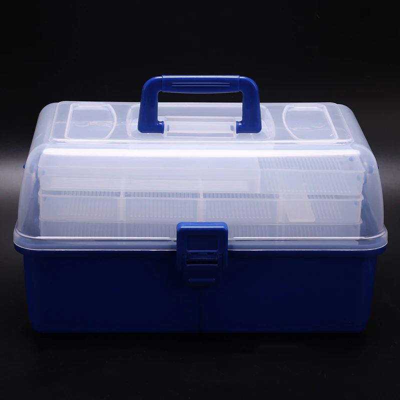 Multi Layer Fishing Tackle Box Fly Fishing Storage Case Waterproof Portable Fishing Gear Storage Box Adjustable Compartments