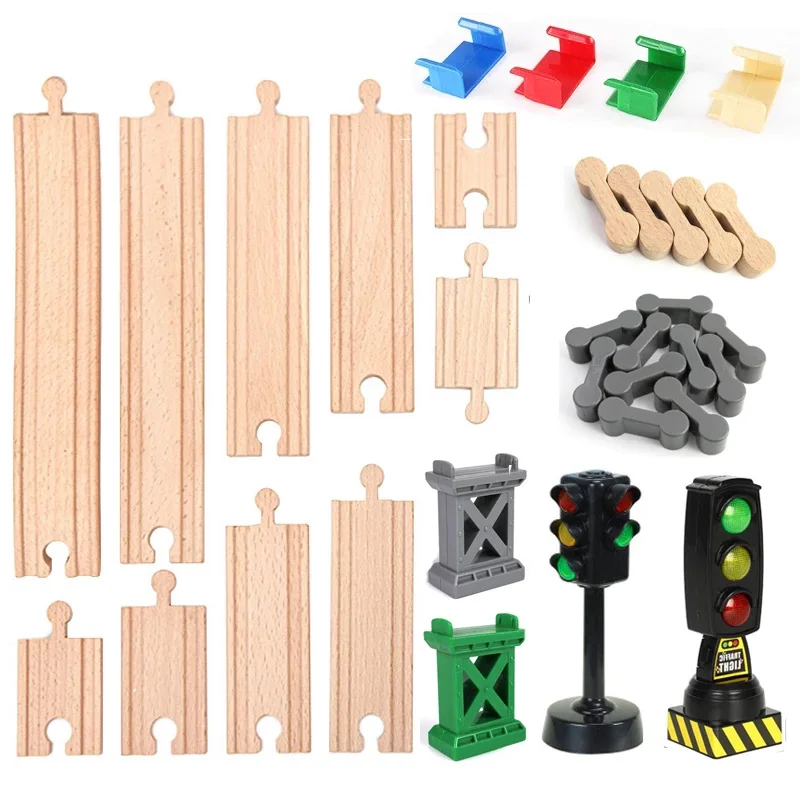 Wooden Railway Train Track Toy Accessories Fit Biro All Brands New All Kinds Wooden Track Parts Wood-Tracks Toys For Kids Gifts