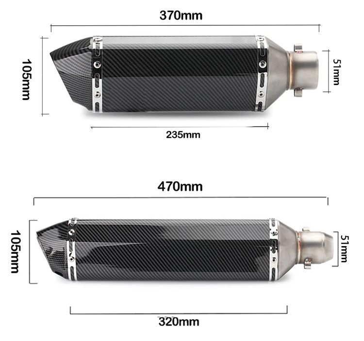 Универсальный 51 мм мотоцикл грязи велосипед выхлопной escape дБ убийца модифицированный скутер выхлопная муфта подходит для большинства мотоциклов 300/370/470