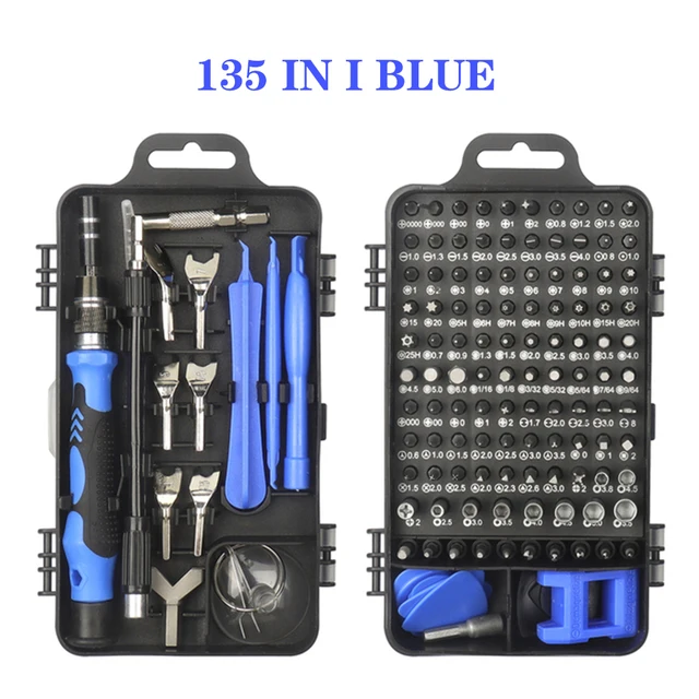 122 in 1 Screwdriver Set Precision Magnetic Screw Driver Bits Torx Hex Bit Handle Mobile Phone Repair Screwdrive Kit Hand Tools 135 in 1 Blue