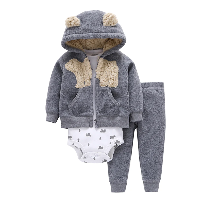 Осенне-зимний комплект для новорожденных, пальто+ штаны+ комбинезон из хлопка, комплект одежды для маленьких мальчиков и девочек, детская одежда Bebes, одежда для малышей