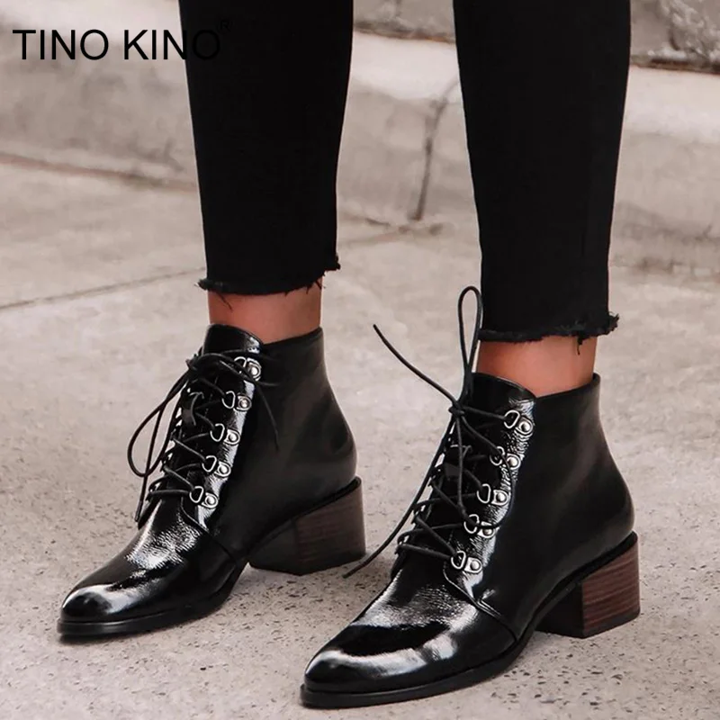 ladies patent leather boots