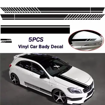 

5pcs General Automobile Stripe Printing Sticker Automotive Hood Stripe Graphic Decal Racing Sticker Car Decoration