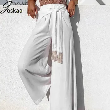 

2020 Spring High Waist Loose Lace-up Casual Wide Leg Pants Trouser For Women Causal Wide Leg Pants Female Fashion Elegant Tide