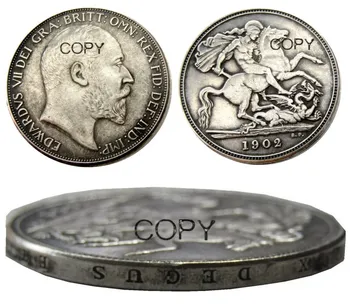 

(UF85)Great Britain EDWARD VII one Crown 1902 Silver Plated Copy Coin