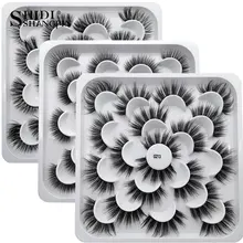 SHIDISHANGPIN 5/7/10 пар в комплекте; 3D ресницы ручной работы из натурального длинная шуба из искусственного норковые ресницы грязный накладные ресницы для наращивания для макияжа кисть Maquiagem источник бесперебойного питания