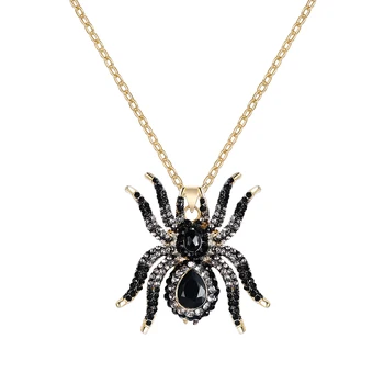 

Halloween Iced Out Spider Chain Necklace Choker Women чокер Collier Femme Crystal Neck Jewelry Gold Gothic браслет Kpop Korean