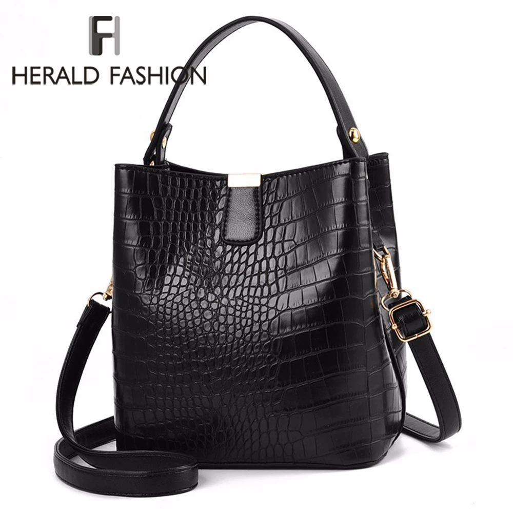 HERALD FASHION Ретро Сумки-ведра с аллигатором женская сумочка крокодиловым узором