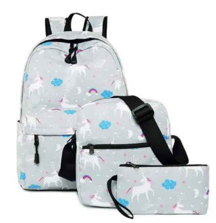 Picture color 3 шт. модные школьные рюкзаки для девочек и мальчиков рюкзаки детские сумки детская школьная сумка большая емкость дорожные сумки и рюкзаки Детские ранцы - Цвет: Picture color