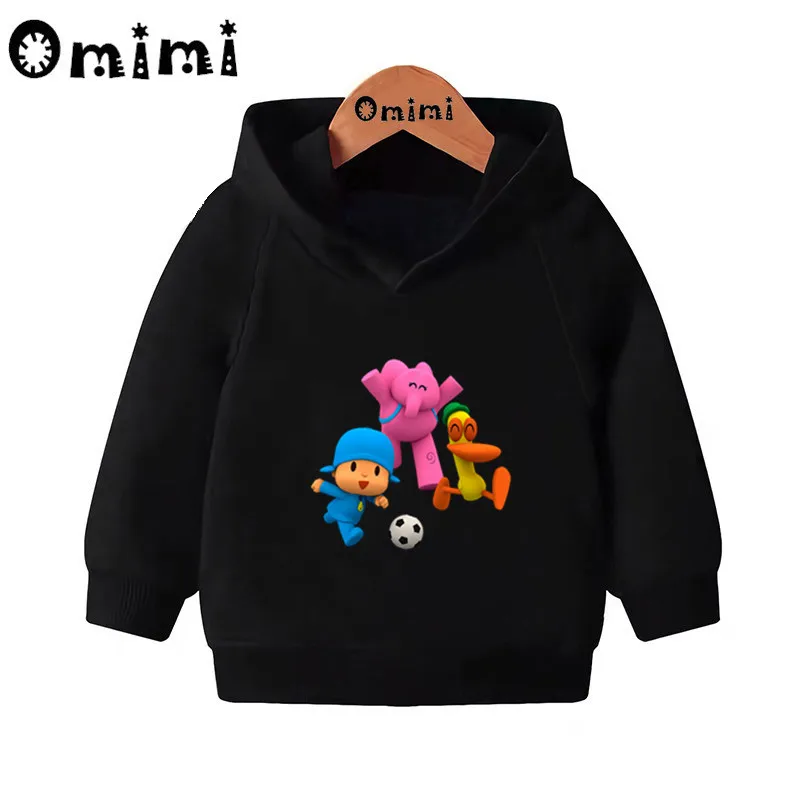 Pocoyo/Забавный детский свитер с рисунком; детские толстовки с капюшоном; крутой пуловер для малышей; топы для девочек и мальчиков; осенняя одежда; KMT5313 - Цвет: Black-5313E