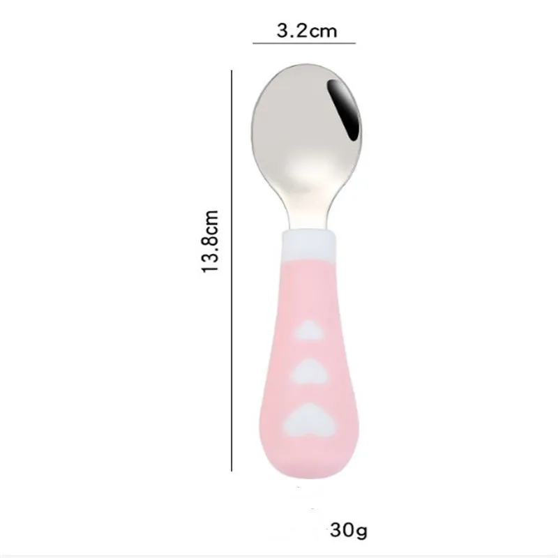 2 шт./компл. 304 ложка из нержавеющей стали+ вилка для кормления ребенка набор столовых приборов детская посуда тренировочная ложка