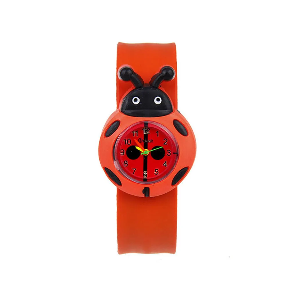 1 Pcs Children Kids Wrist Quartz Watch Silicone Strap Cute Cartoon Style Fashion Birthday Gift JS25 - Color: Ladybird