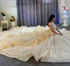 Sparkling Crystal Beaded Wedding Dresses With Long Flouncing Train Ball Gown Church Bridal Wedding Party Gown In Dubai 4