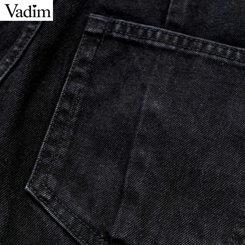 Vadim, Женские базовые черные джинсы, на молнии, с карманами, европейский стиль, Женские Повседневные Удобные шикарные брюки, pantalones mujer KB199