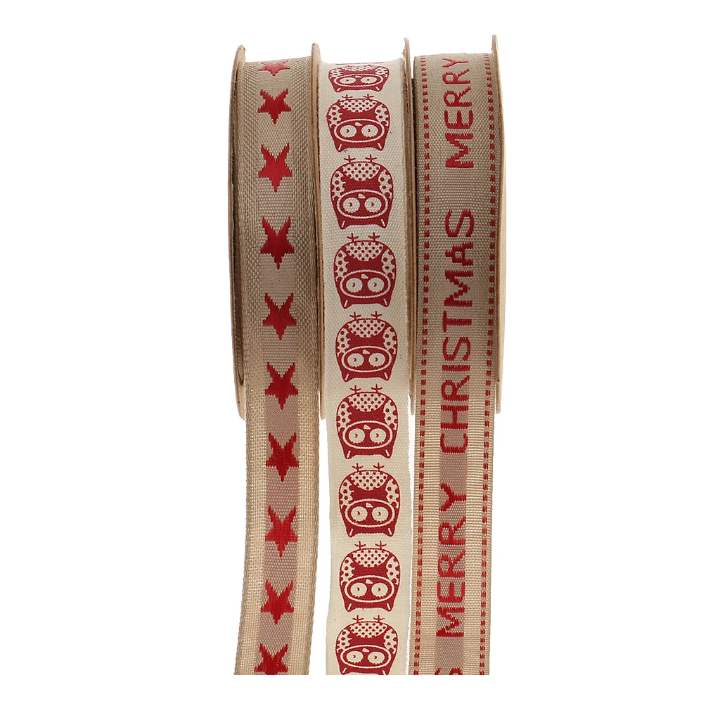 9 Meters Cotton Ribbons Fabric Trim for Xmas Christmas Gift Wrapping for Sewing Crafts Decoration