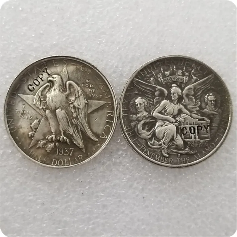 Античное серебро США 1934-1938 Техасский юбилейные 50 центов копии монет