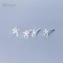 Modian изысканные серьги-гвоздики из прозрачного циркония в форме звезды модные крошечные серьги из стерлингового серебра 925 пробы Простые Ювелирные изделия для женщин аксессуары