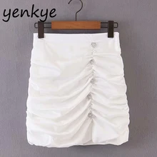 Сексуальные женские юбки с молнией сзади, высокая талия, шифоновая драпированная мини-юбка LJPZ9173