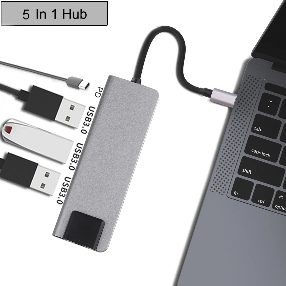 

5 in 1/8 in 1 TYPE-C TO hdmi usb hub Hdmi 4k Vga Adapter Rj45 Lan Ethernet Sd Tf Usb-C 3.0 Typec 3.5mm Jack For Macbook Pro hot