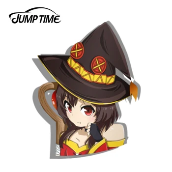 

Jump Time 13cm x 10.4cm For Megumin Pout Konosuba Sticker Laptop Decal Sticker DIY Car Styling Motor Decoration Car Accessories