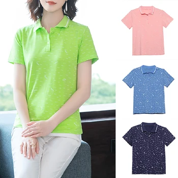 

Plus Size Cotton Polo Shirt Women Summer Short Sleeve Green Shirts Female Casual Korean Blue Tops Ladies Pink Polo Woman Shirt