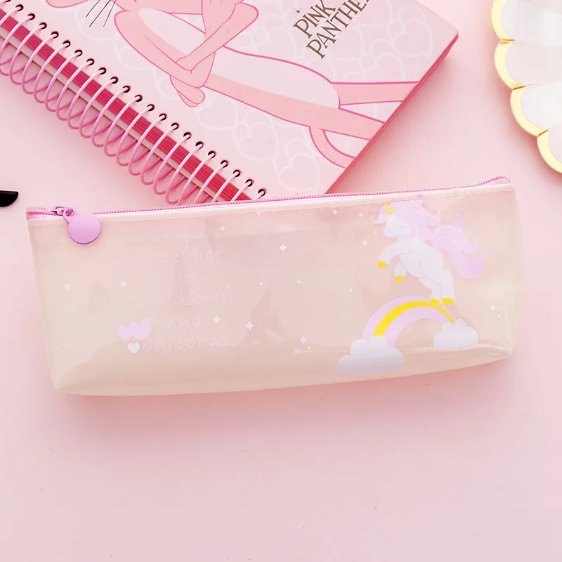 Милая Розовая пантера школьный Карандаш Чехол Kawaii Единорог пенал для карандашей прозрачный силиконовый карандаш спальные мешки для малышей подарок корейские канцелярские принадлежности - Цвет: 5