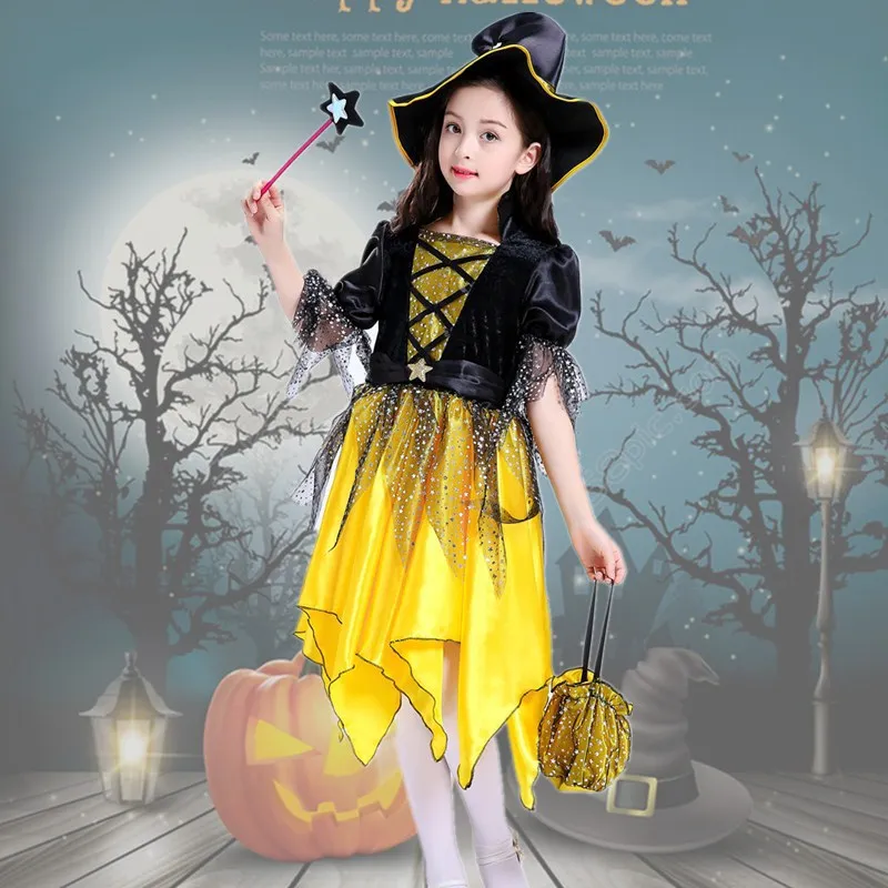 Bruxa de Halloween Cosplay de menina fantasia, Fofo brilhante bruxa vampiro  vestir, vestido elegante, mascarada infantil, performance de palco -  AliExpress