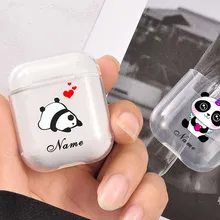 Прозрачные чехлы для Airpods Cute panda Custom Name прозрачные мягкие чехлы для AirPods Чехлы Защитные беспроводные наушники чехол