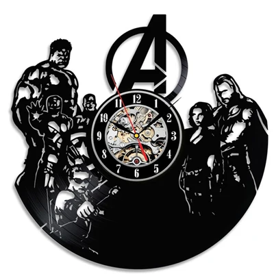 Type 4 Marvel Мстители настенные часы современный дизайн винтажная виниловая запись настенные часы настенные домашние декоративные часы бесшумные 1" подарок на день рождения - Цвет: Type 4