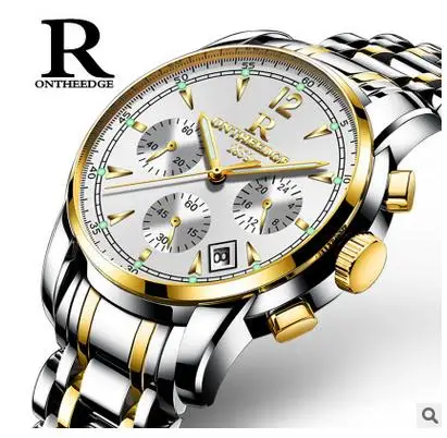 

Men's Watches ONTHEEDGE Brand Luxury Stainless Steel Wristwatches Waterproof Fashion Business Quartz Watch Relogio Masculino