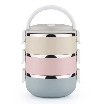 

Multi-colored Stainless Steel Multilayer Lunch Box Heat Preservation Portable Bento Box Food Storage Container 205x165mm