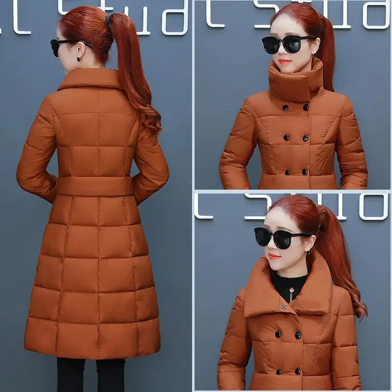 

Winter down Jacket Cotton-padded Clothes Women's Mid-length Korean-style 2018 New Style Fashion Waist Hugging Cotton-padded Jack